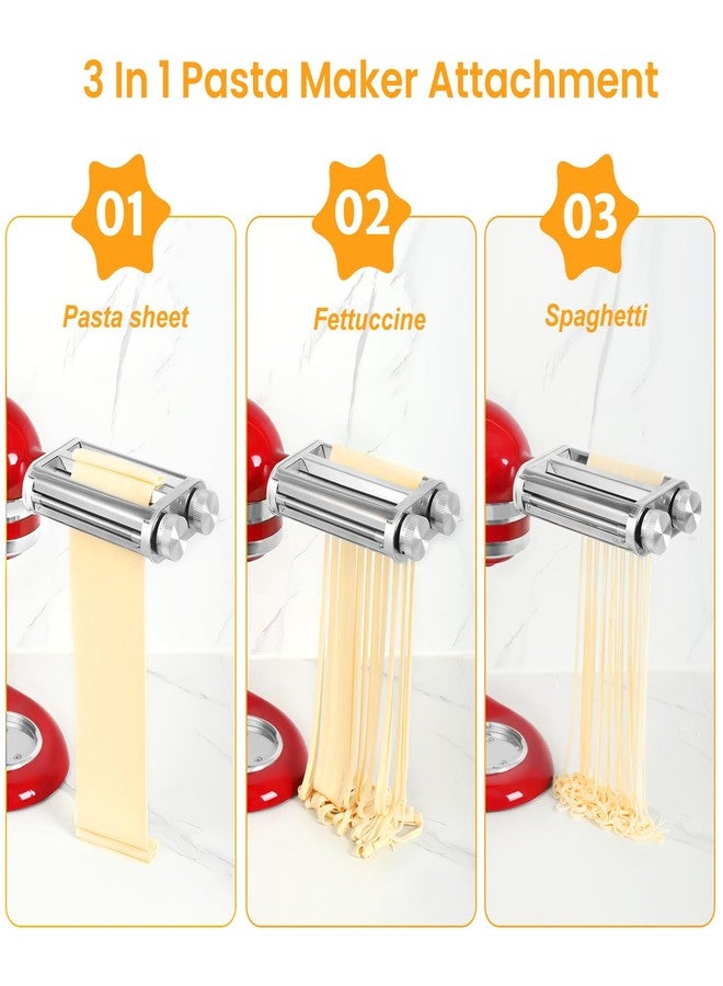 KINGEAGLE Pasta Maker Attachment for KitchenAid Mixers, Pasta Attachments 3 in 1 Set Included Dough Roller, Spaghetti and Fettuccine Cutters, Noodle Maker Accessory - Image 2
